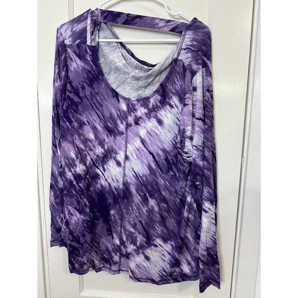 Lane Bryant LIVI Active Purple Tie Dye Long Sleeve Shirt Size 10/12